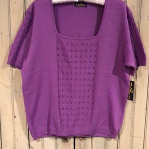 NWT spring sweater in purple w patterned inset